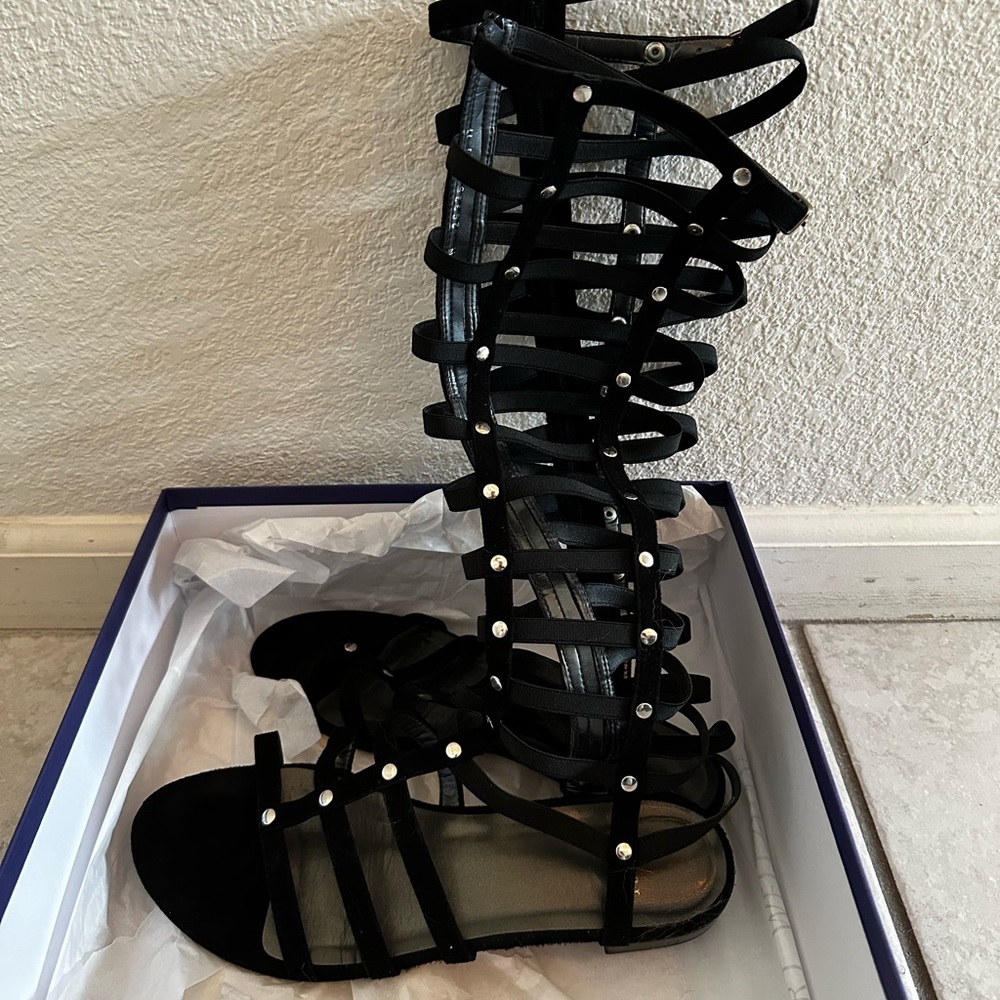 Stuart Weitzman Black Strappy Sandals
